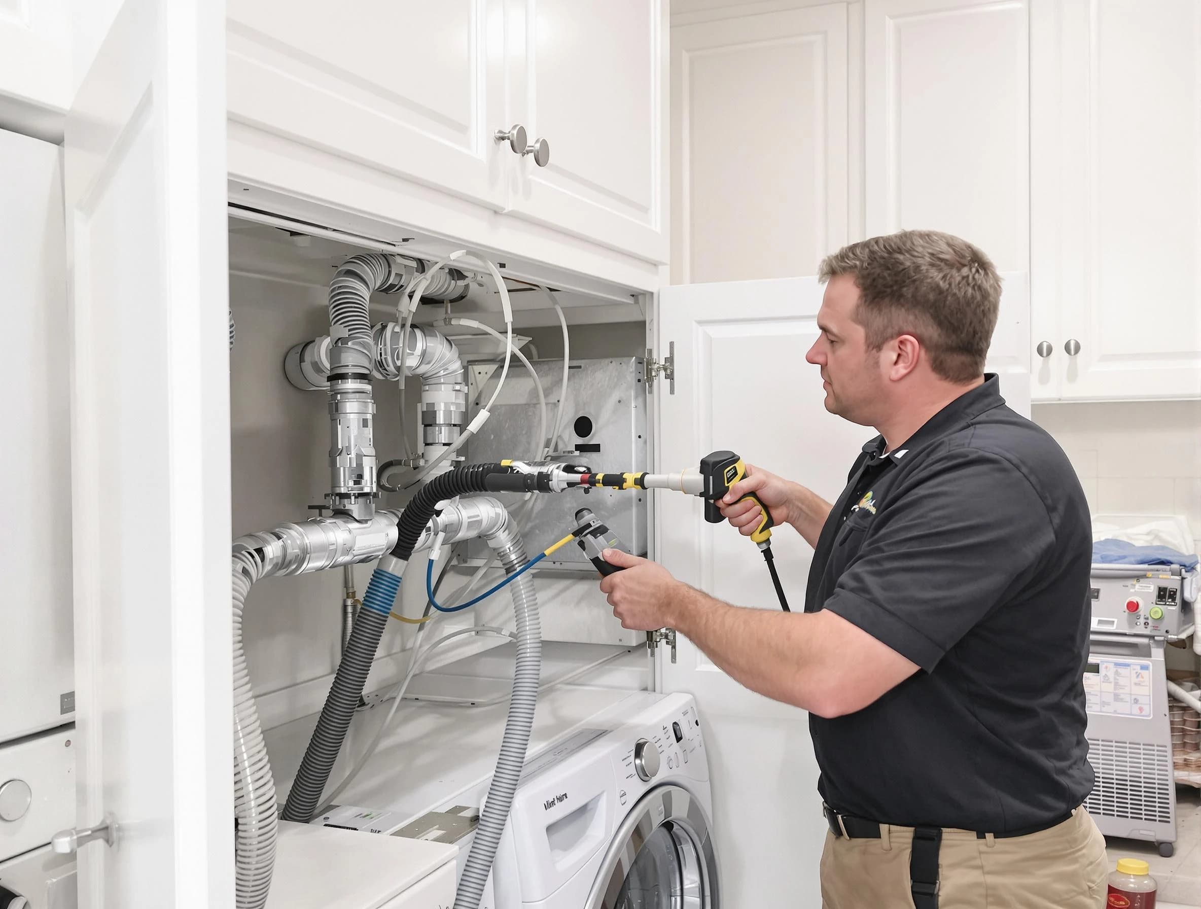 Moore Dryer Vent Cleaning professional removing severe blockage from a clogged dryer vent in Moore