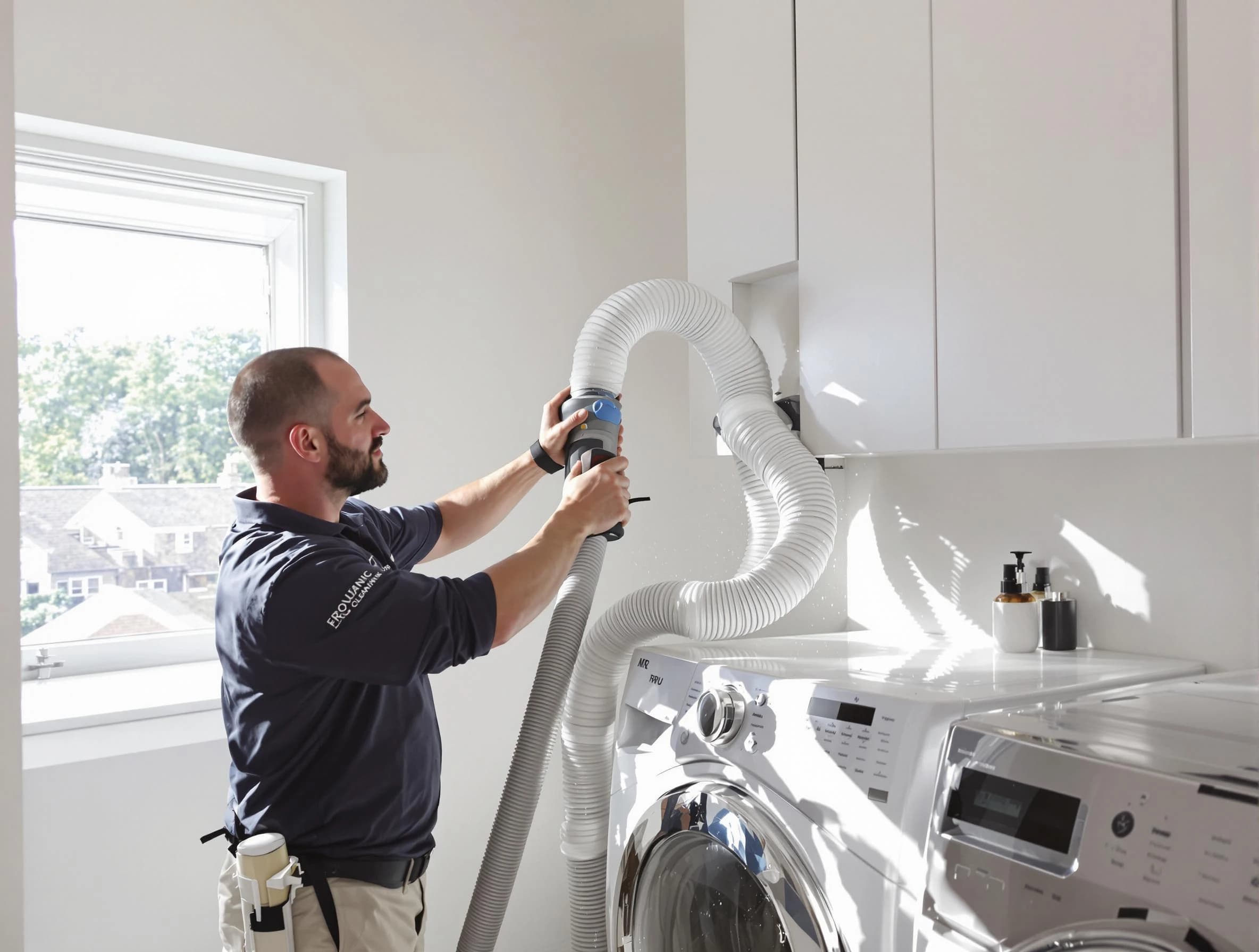 Certified Moore Dryer Vent Cleaning technician performing dryer vent cleaning in Moore