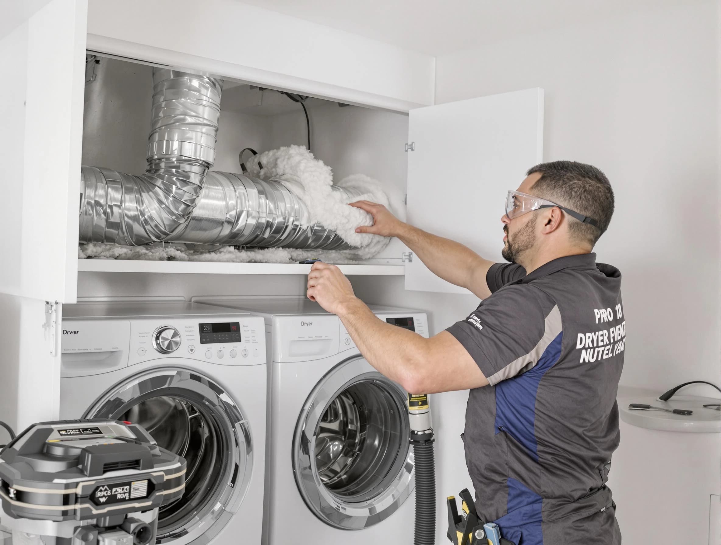 Moore Dryer Vent Cleaning certified technician performing specialized gas dryer vent cleaning in Moore